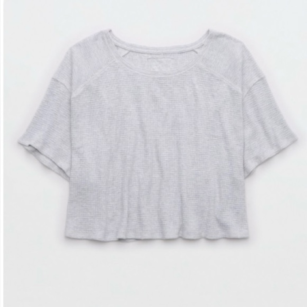 Aerie Heather Gray cropped Waffle T-shirt